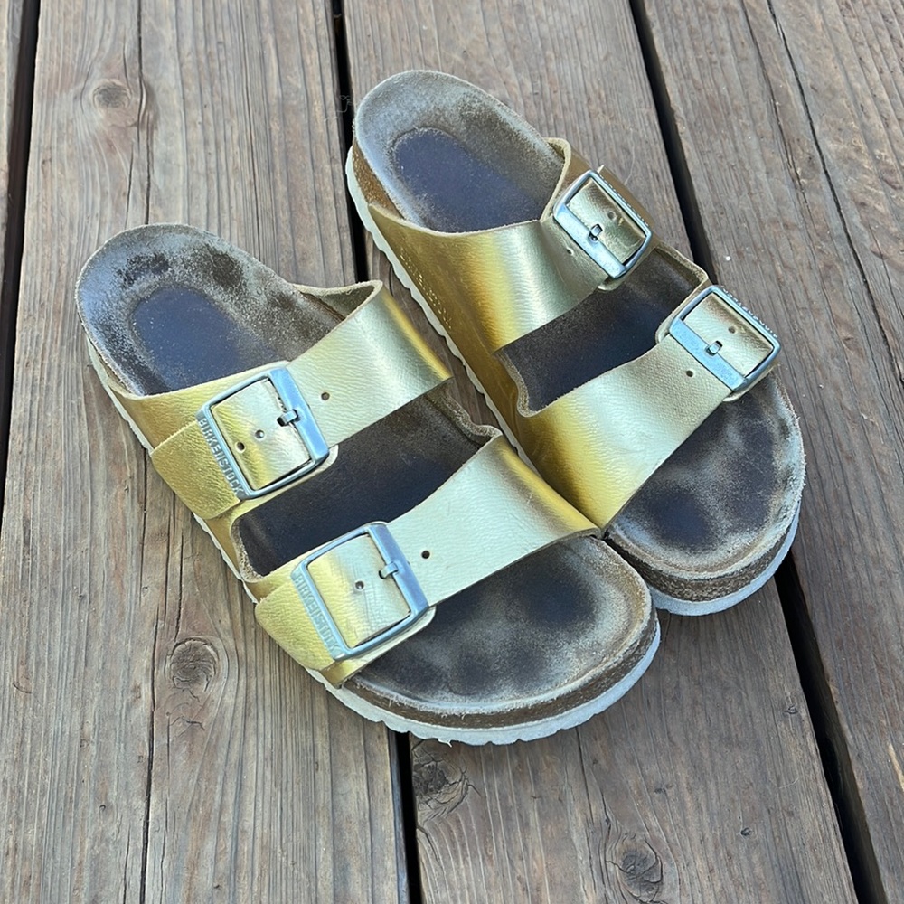 Gold Birkenstock, Size 38